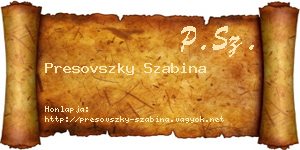 Presovszky Szabina névjegykártya